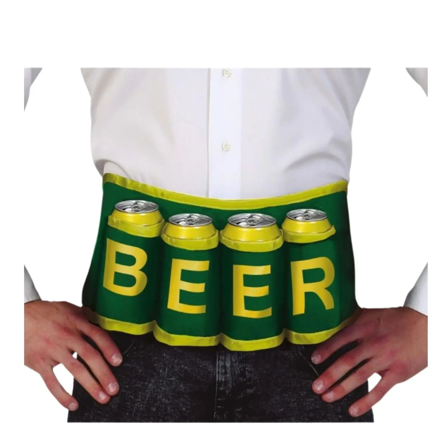 cinturón porta cervezas complemento para look divertido de fiesta o despedidas