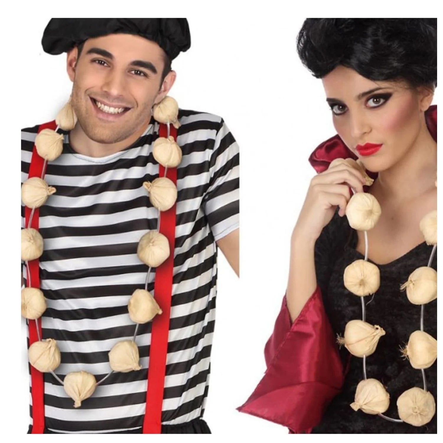 Collar de ajos antivampiros para completar disfraces de Halloween y terror