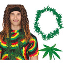 Collar de hojas de marihuana para completar disfraces hippies y reggae