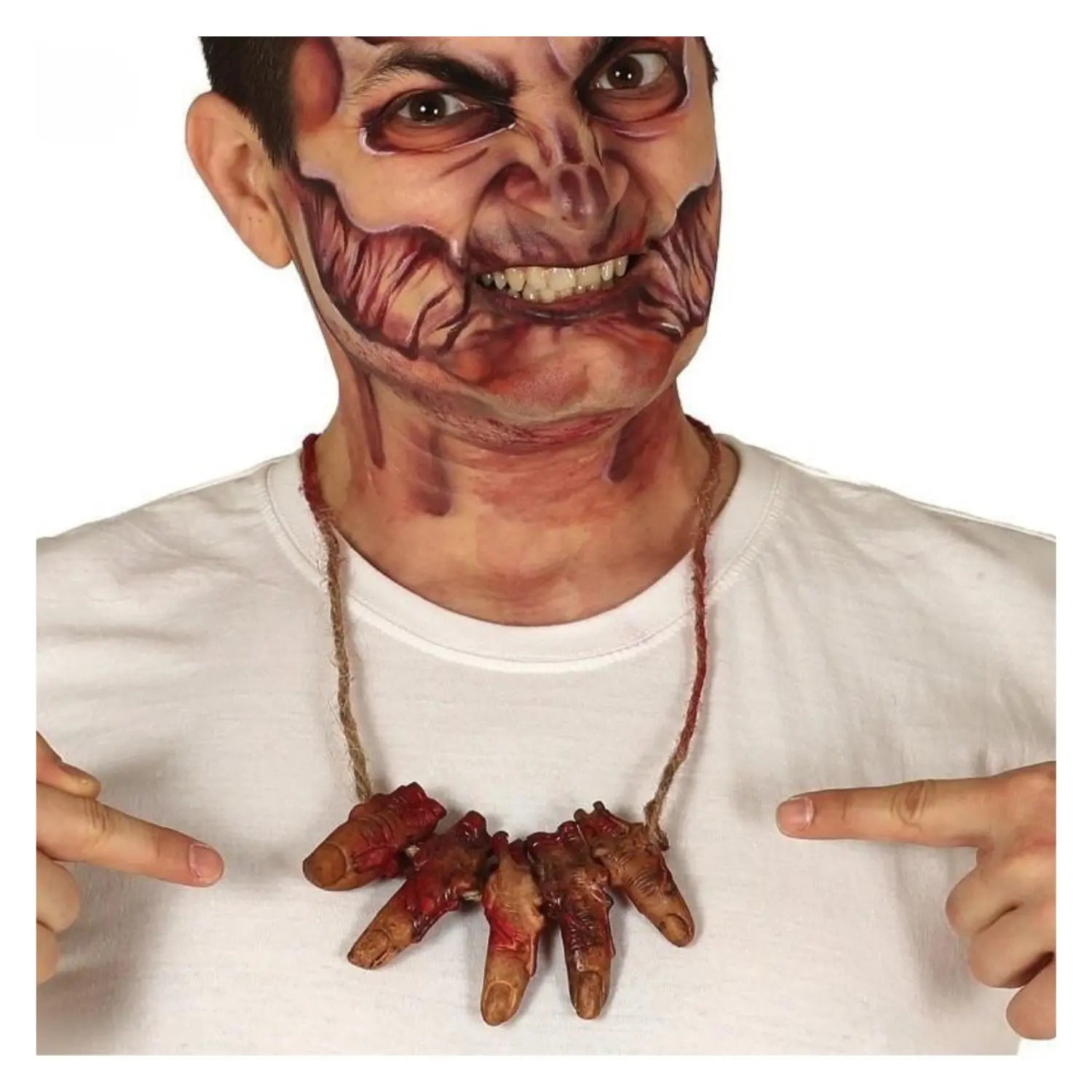 Collar de dedos sangrientos para disfraces de Halloween y personajes de terror