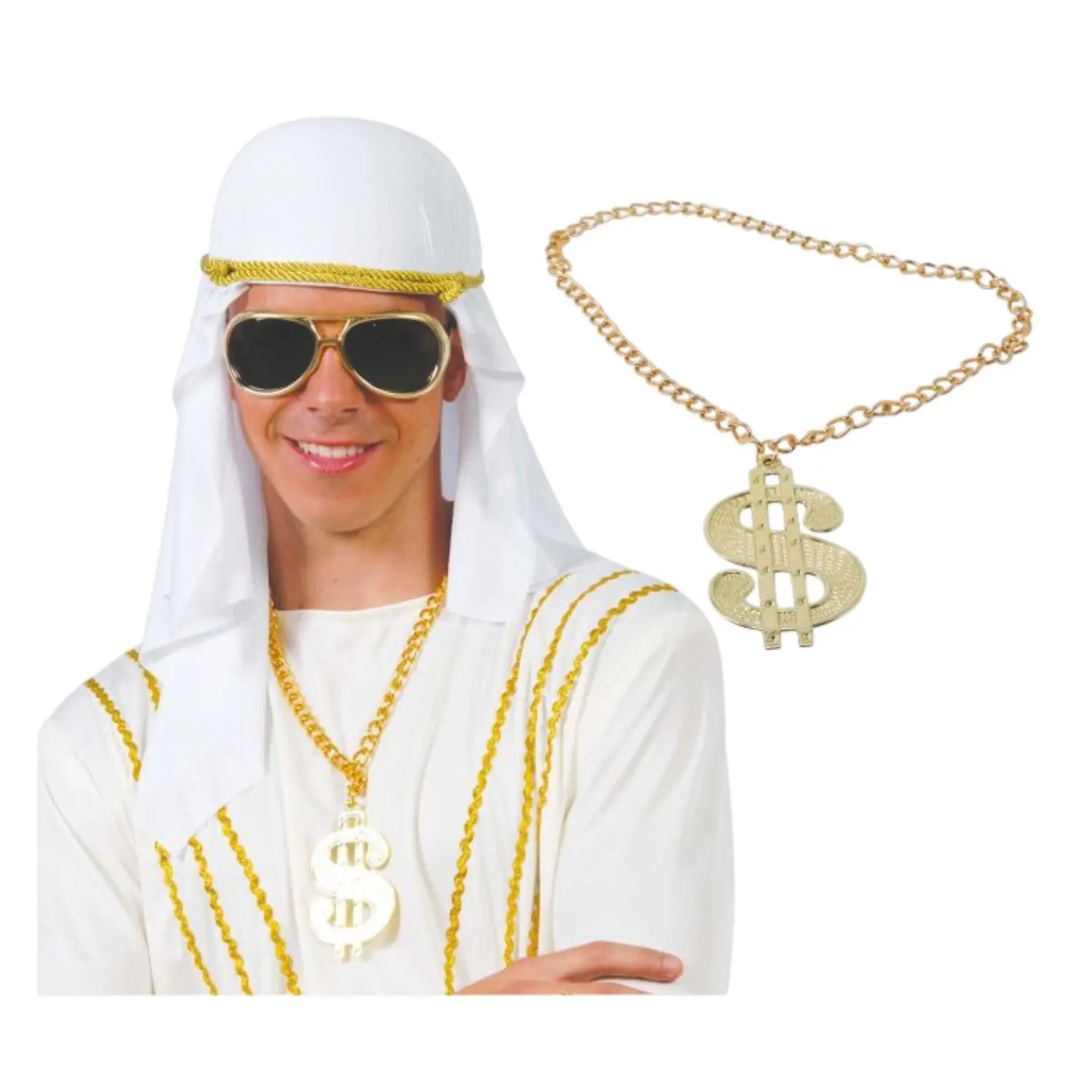 Collar dólar para completar disfraces de rapero y personajes extravagantes