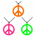 Collar hippie fluorescente con símbolo de la paz en colores surtidos