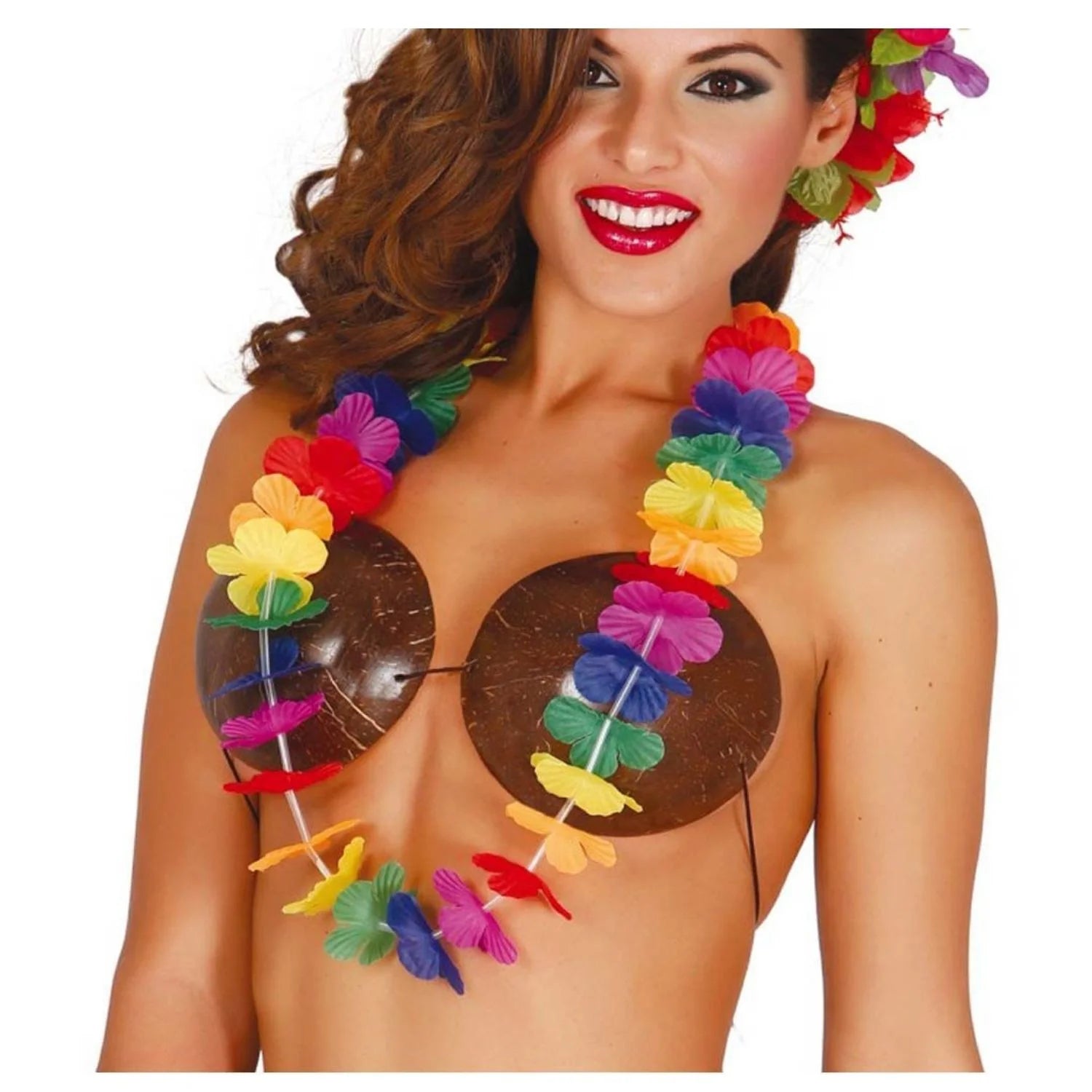 Collar multicolor para completar disfraces tropicales y fiestas temáticas