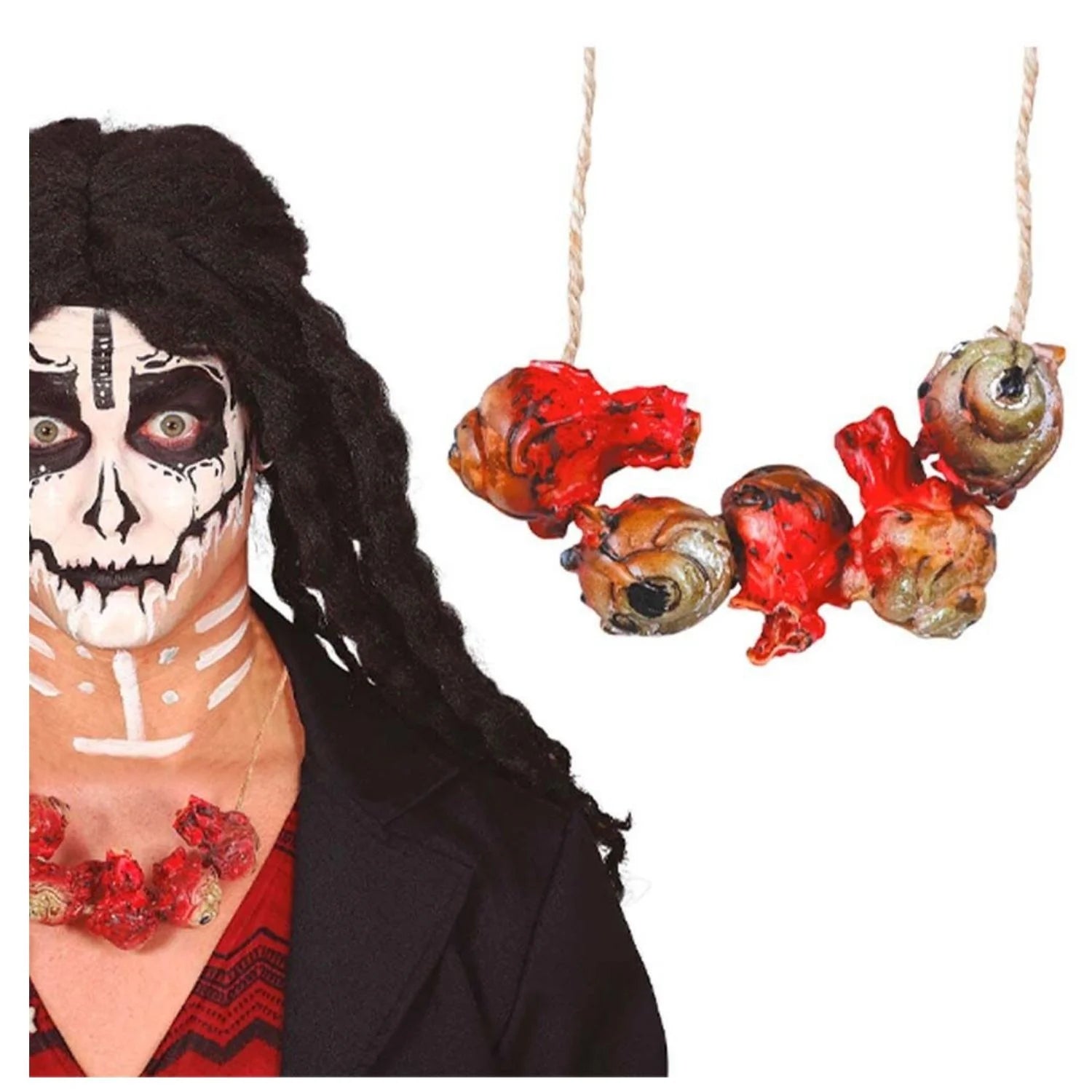 Collar ojos sangrientos para completar disfraces de Halloween y terror
