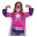 conjunto de superheroína infantil con capa y antifaz complemento para look de superhéroes en Carnaval o fiestas temáticas