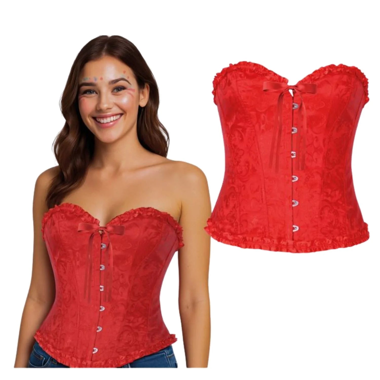Corpiño puntilla rojo adulta para disfraces burlesque y medievales