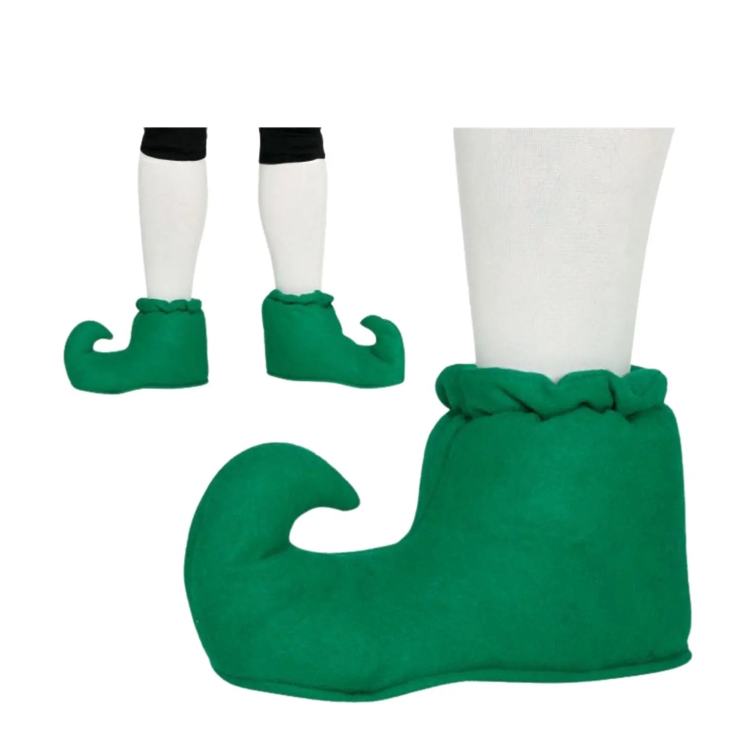 cubre zapatos de elfo verdes para adulto complemento para look navideño en fiestas de Navidad