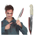 Cuchillo de cocina ensangrentado 33 cm accesorio para disfraz de terror Halloween