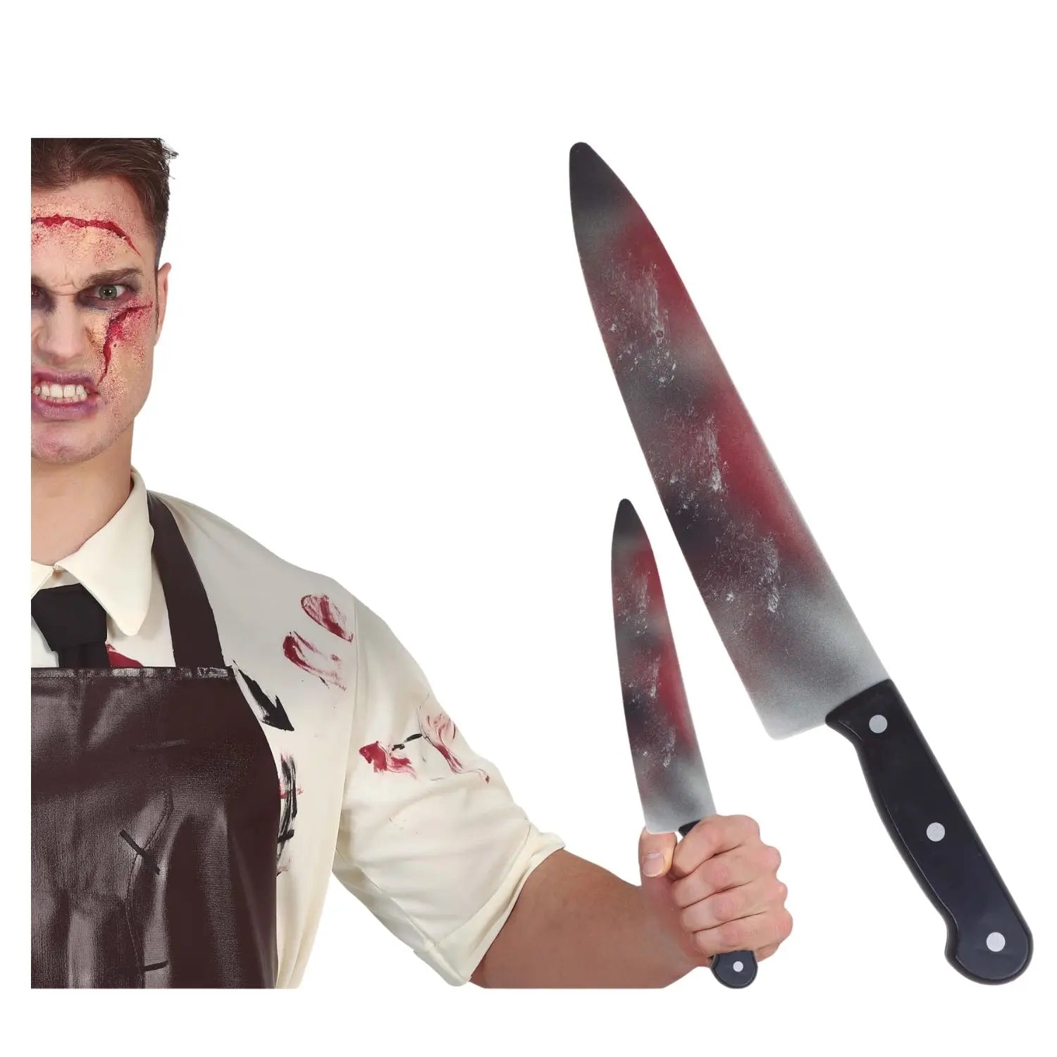 Cuchillo ensangrentado accesorio para disfraz de terror Halloween