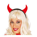 diadema de diablesa en vinilo con cuernos complemento para look demonio o Halloween
