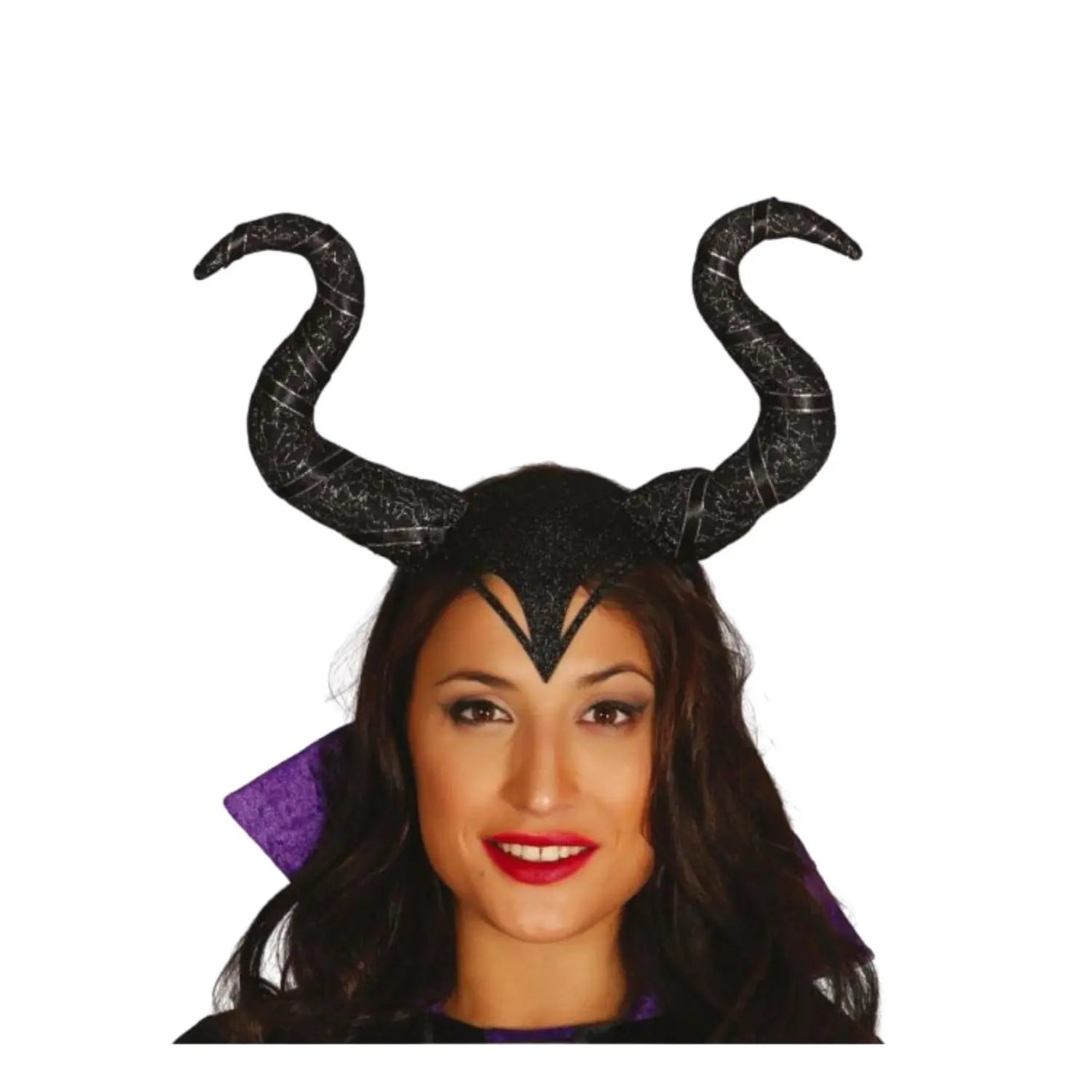 diadema de hada malvada con cuernos negros complemento para look oscuro en Halloween o fiestas temáticas