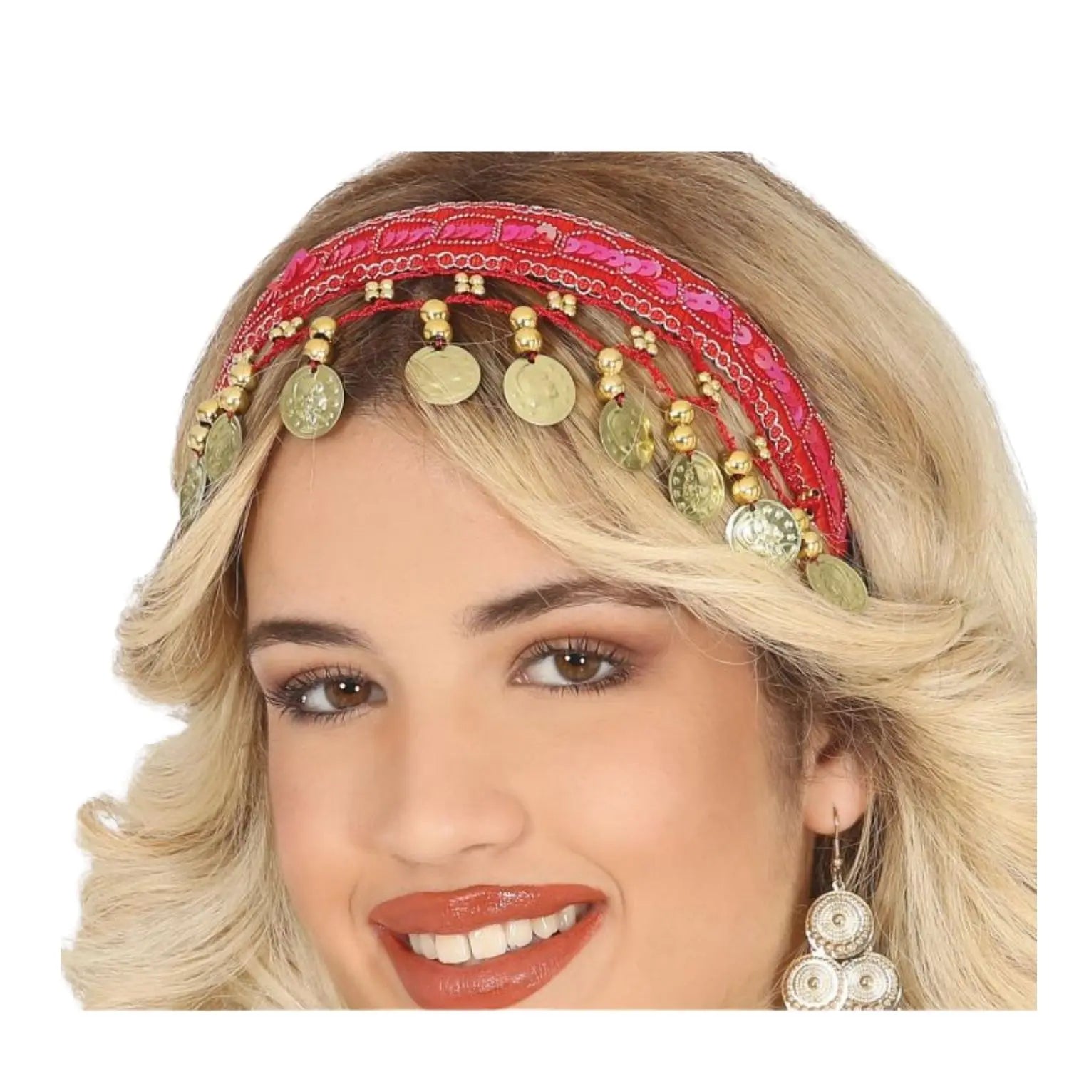 diadema con monedas complemento para look zíngara tarotista o místico en Carnaval o fiestas temáticas
