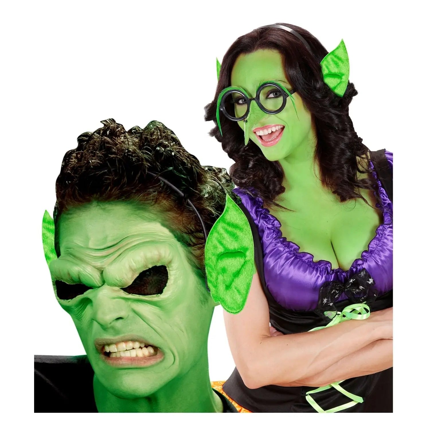 diadema con orejas puntiagudas verdes complemento para look elfo o duende en fiestas temáticas