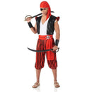 Disfraz de pirata para hombre con pantalón de rayas y accesorios completos para Carnaval