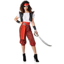 Disfraz de pirata para mujer con pantalón de rayas, chaleco, blusa y accesorios completos para Carnaval