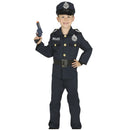 Disfraz de policía para niño con chaqueta, pantalón, cinturón y gorro ideal para Carnaval y fiestas escolares