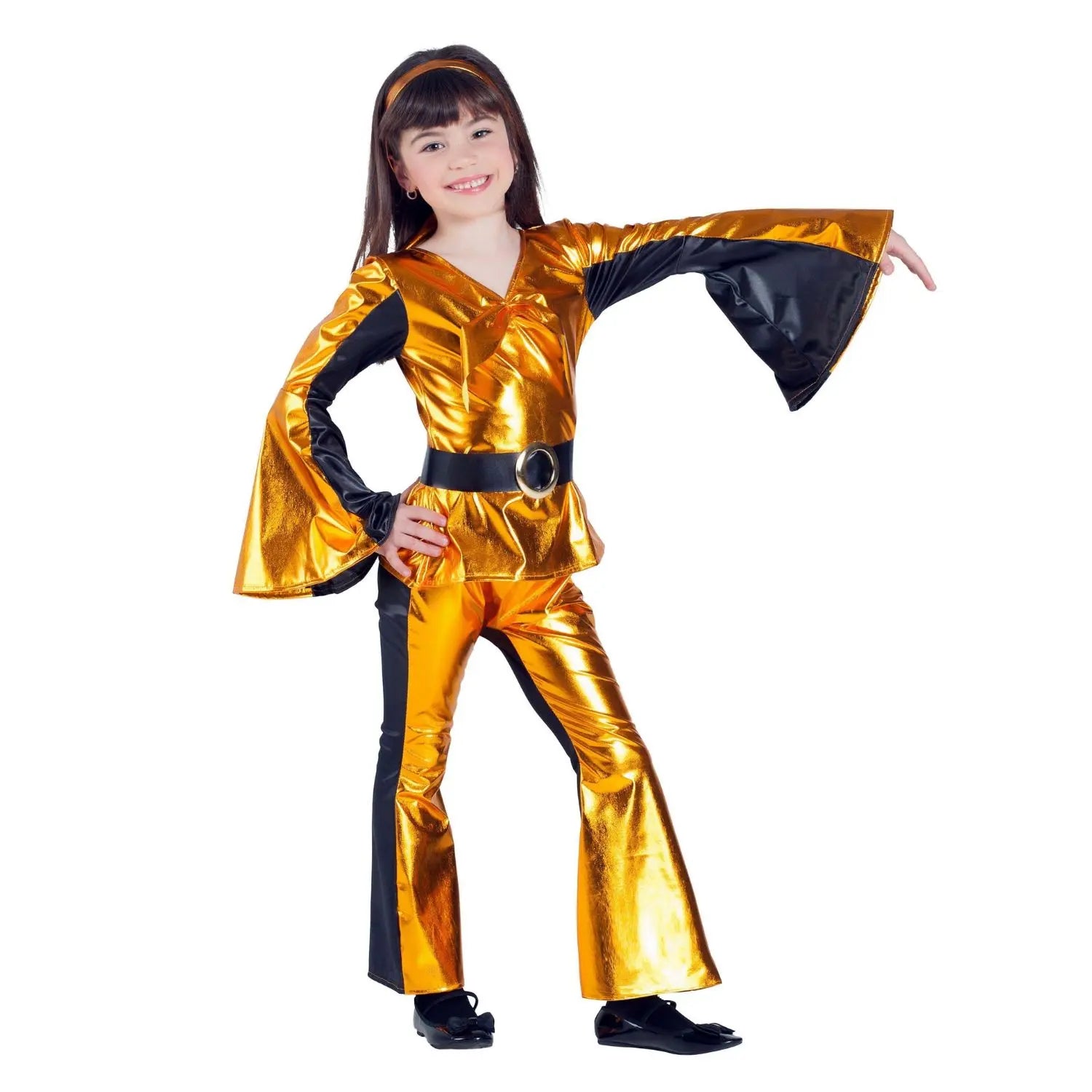 disfraz disco dorado infantil para niña ideal para Carnaval y fiestas tematicas