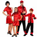 Familia de chinos en color rojo para fiesta de Carnaval en grupo