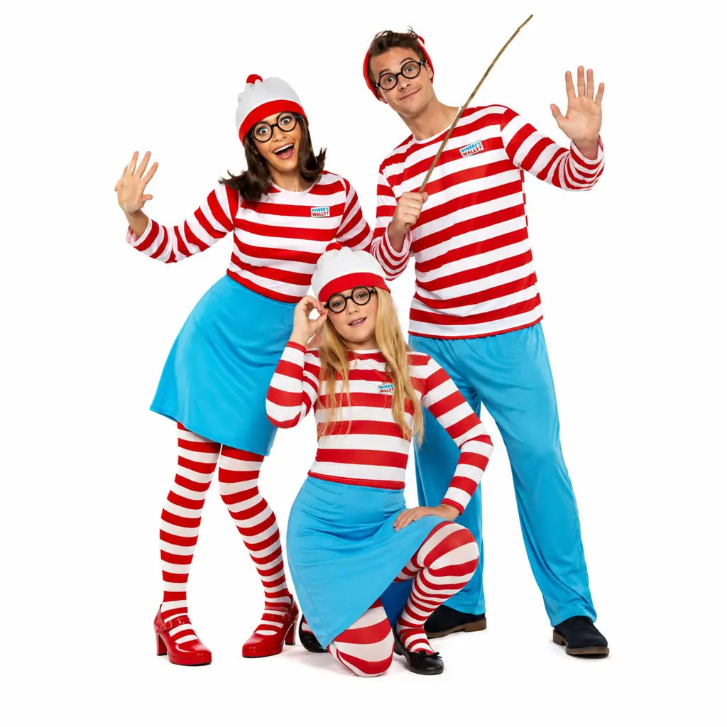 Grupo de amigos disfrazados de Wally para Carnaval y fiestas temáticas