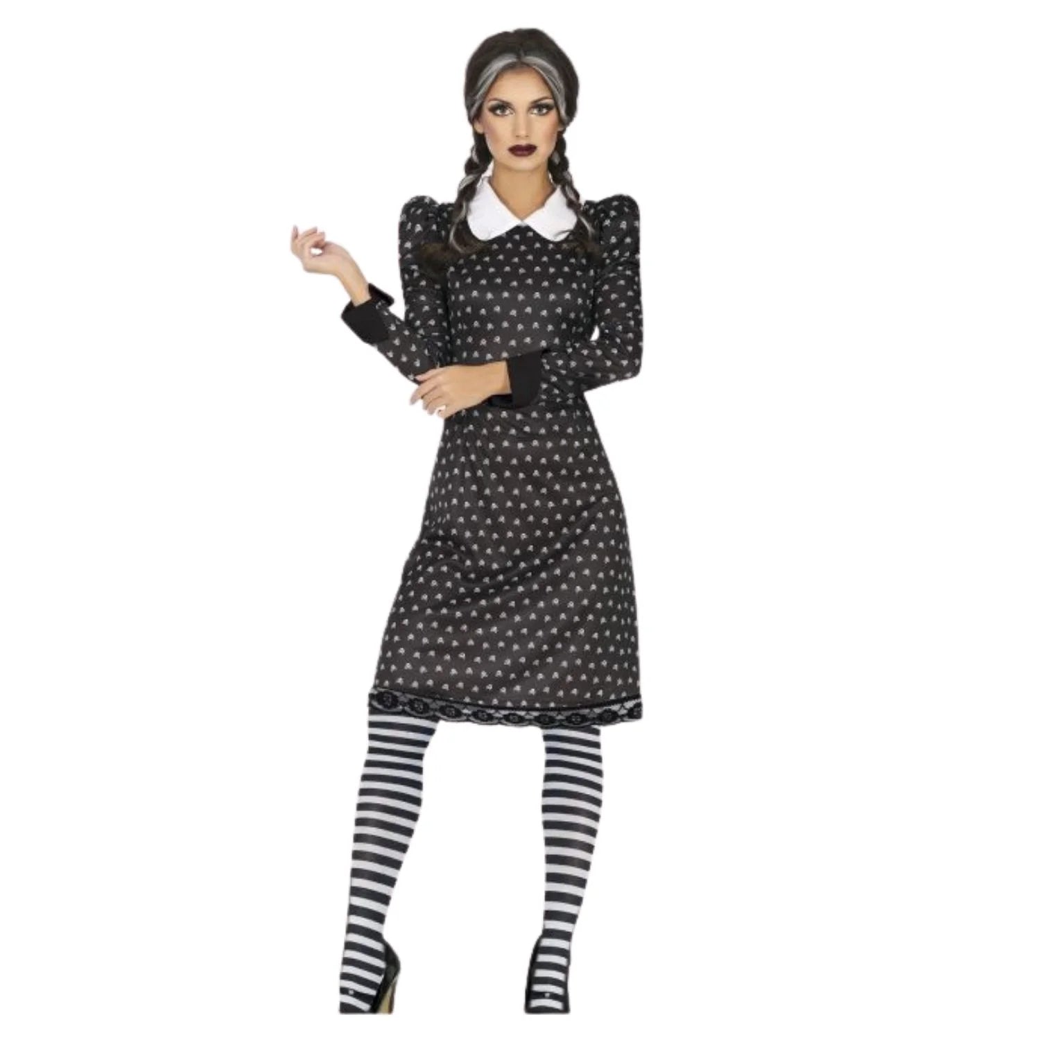 Disfraces de Miercoles Addams siniestra adulto con vestido negro