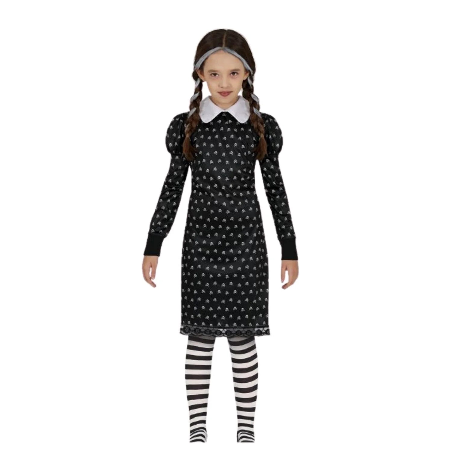 Disfraces de Miércoles Addams siniestra infantil con vestido negro