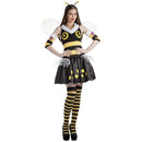 Disfraz de abeja Lady Bee para mujer con vestido amarillo y negro, alas, diadema y brazaletes para Carnaval