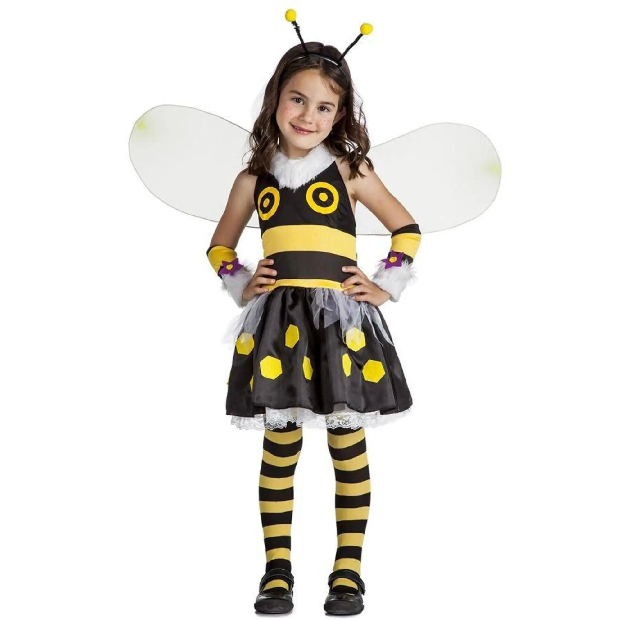 Disfraz de abeja Lady Bee infantil con vestido, alas y diadema para Carnaval