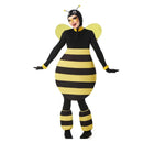 Disfraz de abeja rechoncha para mujer con capucha de antenas, cuerpo acolchado de rayas amarillas y negras, alas y calentadores