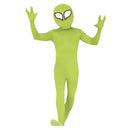 Disfraz de alien adulto verde con mono, capucha y guantes