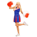 Disfraz Animadora Mujer Azul y Rojo con vestido deportivo estilo cheerleader