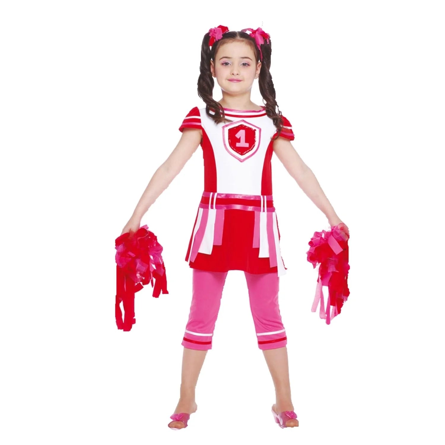 Disfraz animadora niña con vestido y mallas conjunto cheerleader