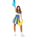 Disfraz de animadora para mujer en colores azul y amarillo con vestido deportivo