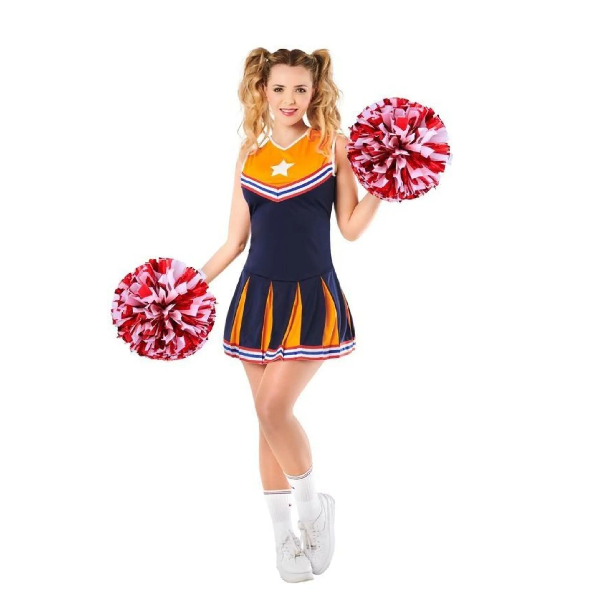 Disfraz de animadora para adulto con vestido estilo cheerleader