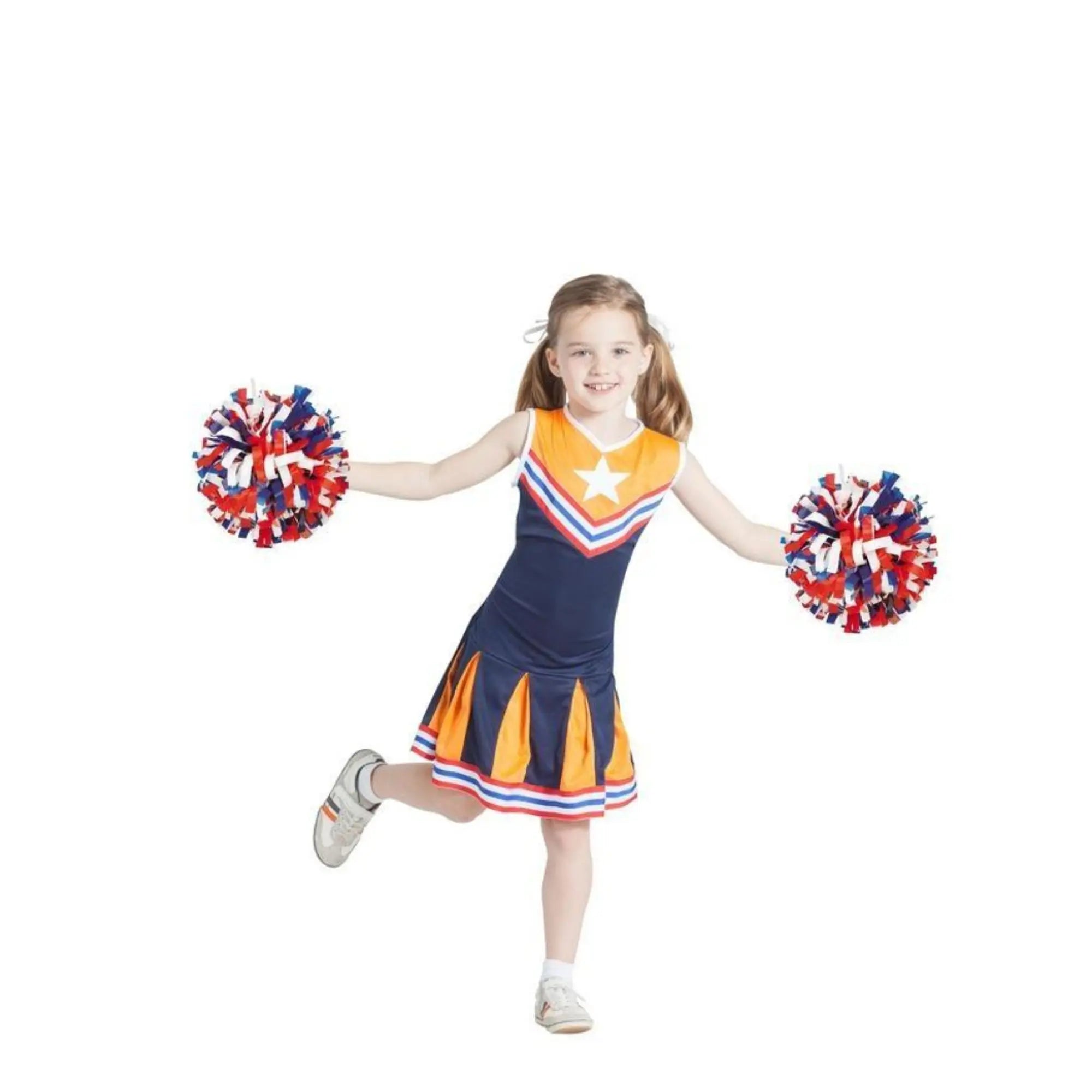 Disfraz de animadora infantil con vestido cheerleader para niña