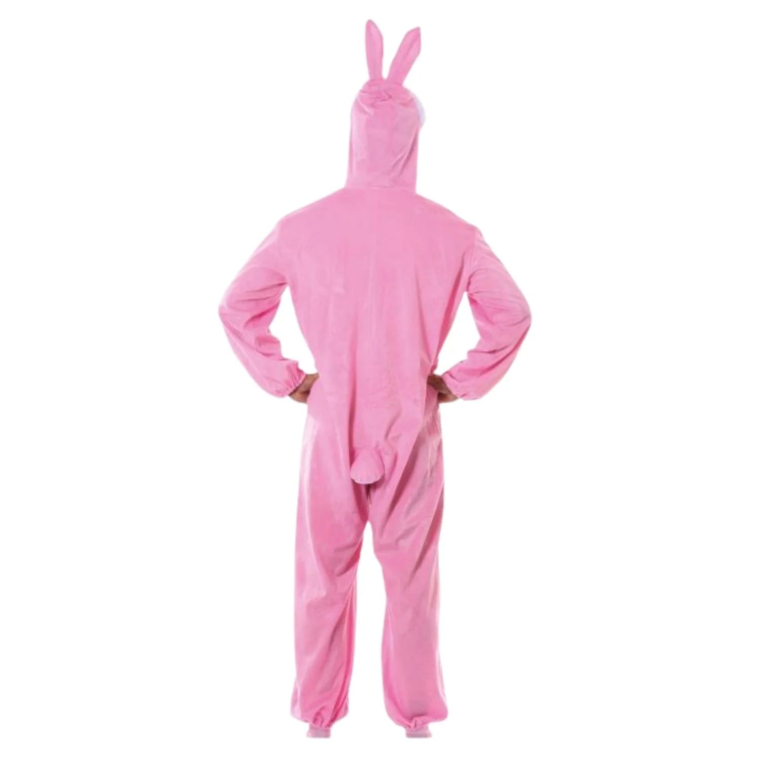 Persona con disfraz de conejo rosa para Carnaval