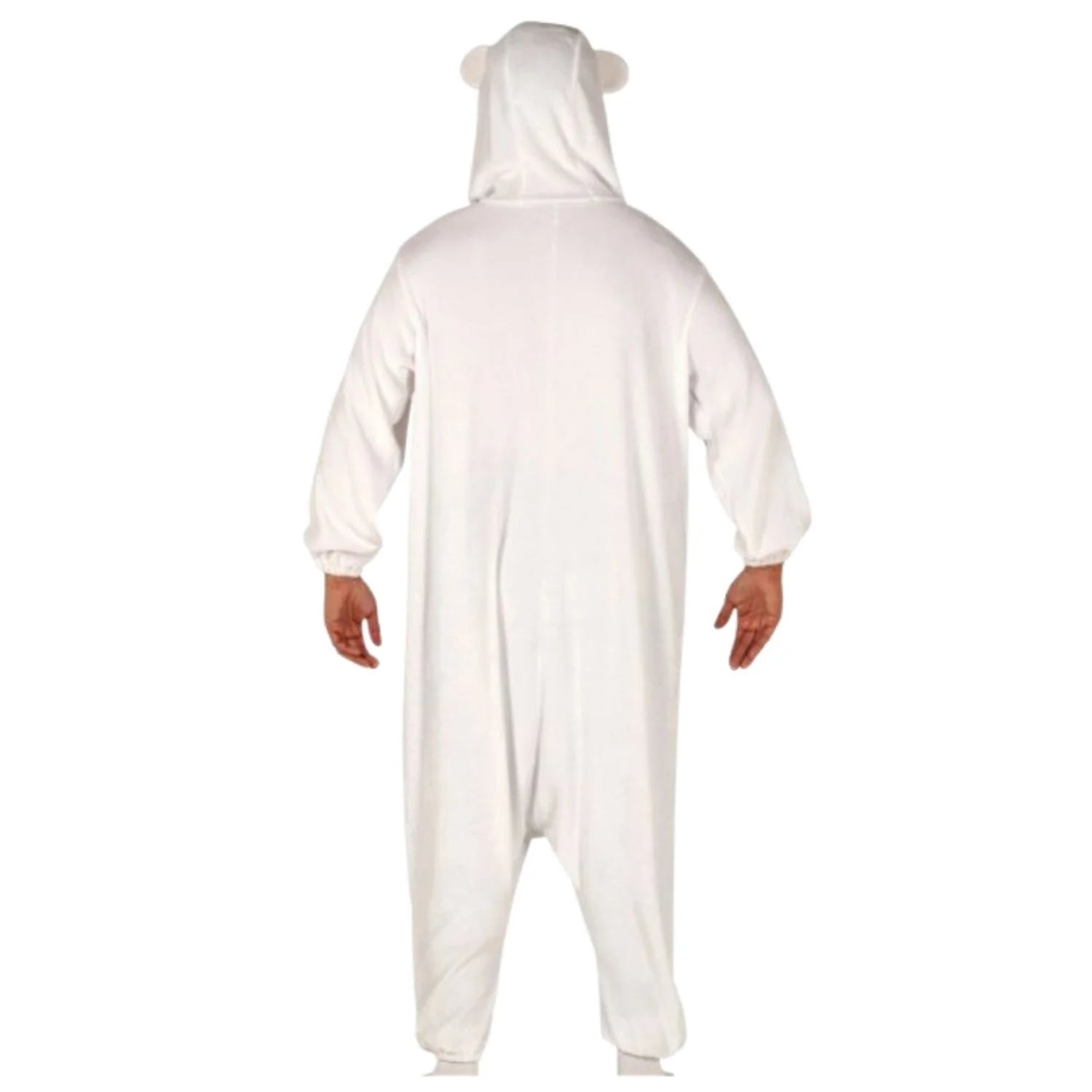 Persona con disfraz de oso polar tipo pijama para Carnaval