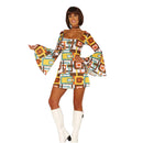 Disfraz de disco mujer años 70 con vestido brillante estilo retro