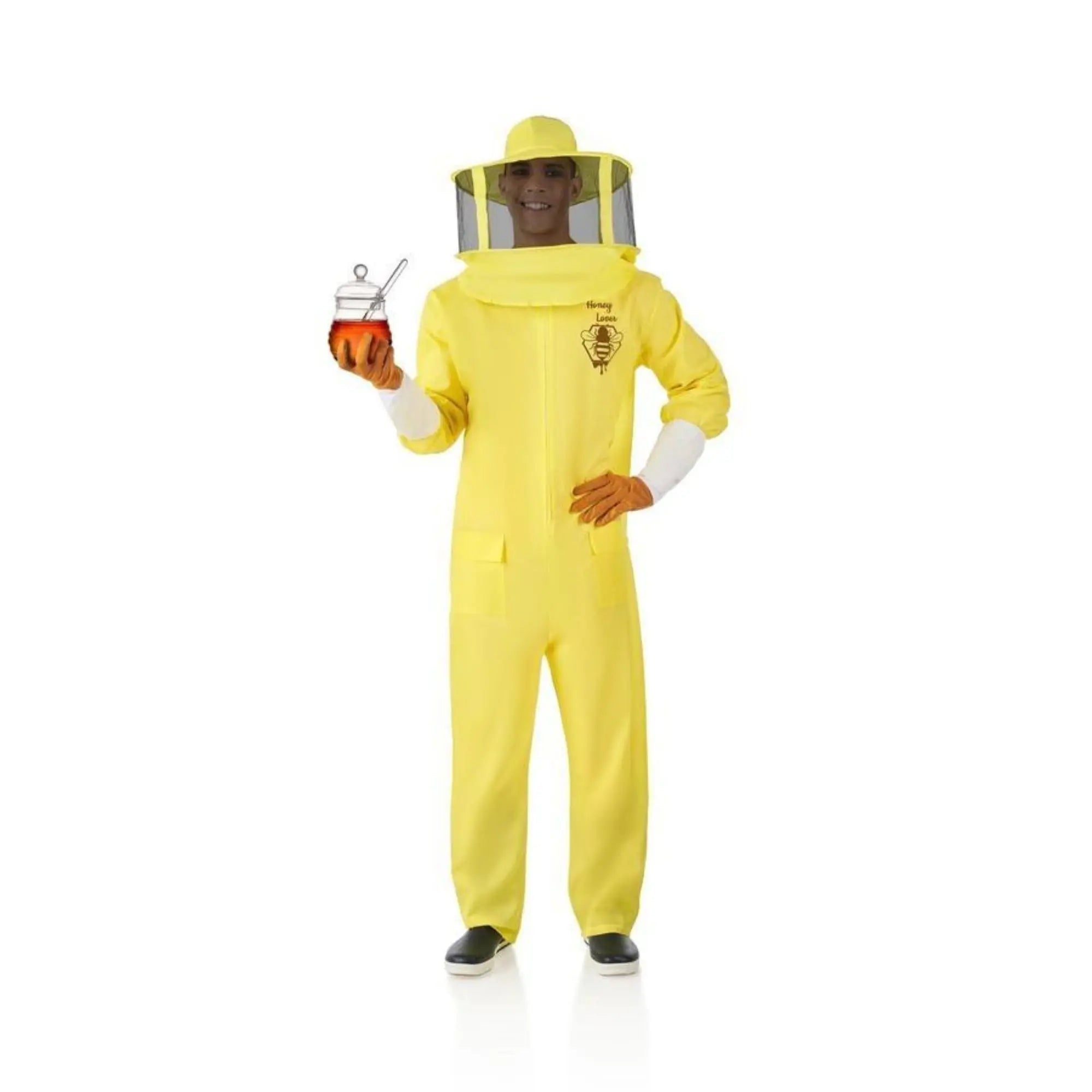 Disfraz de apicultor adulto con mono blanco, gorro con velo protector y guantes para Carnaval o fiestas temáticas