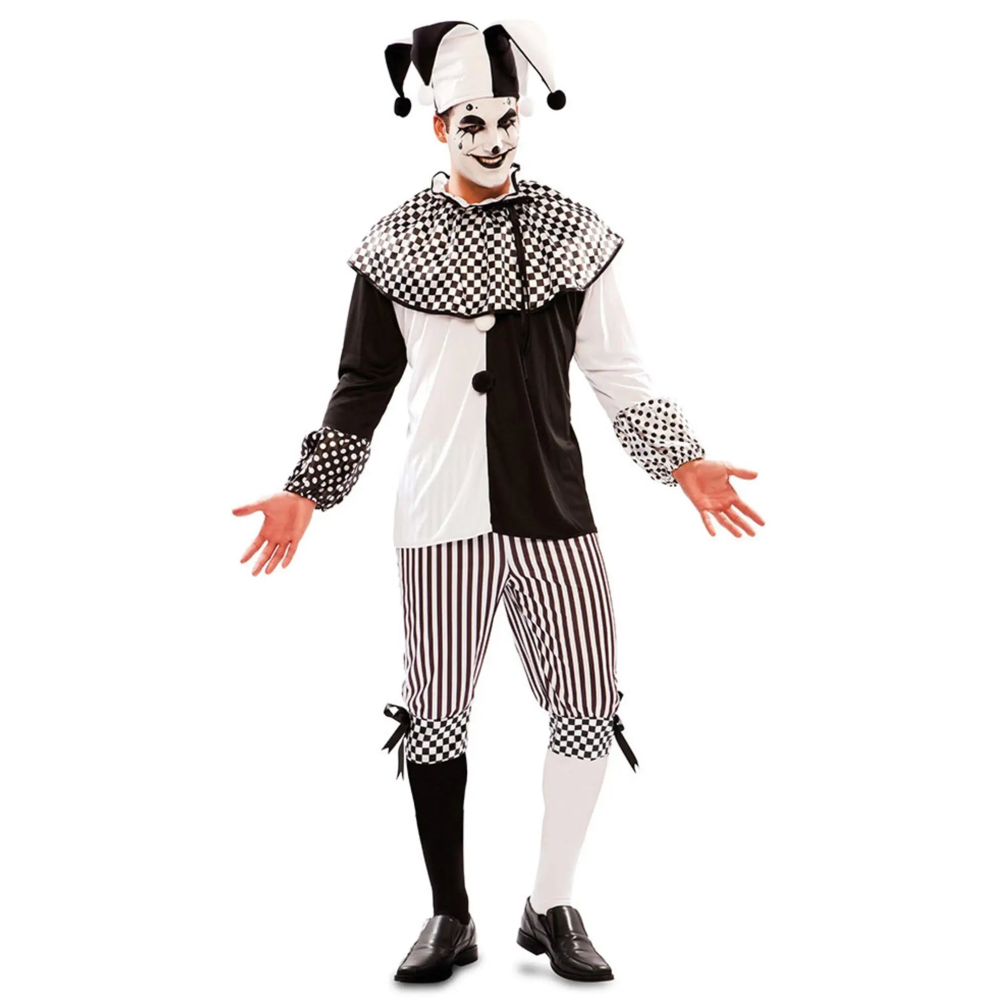 Disfraz arlequín blanco y negro para hombre ideal para Carnaval y fiestas