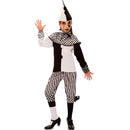 Disfraz de arlequina blanco y negro para niña con camisa pantalón y gorro ideal para Carnaval