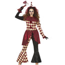 Disfraz de arlequín de terror para mujer con camiseta, pantalón y cuello ideal para Halloween