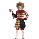 Disfraz de arlequín de terror para niño con camiseta, pantalón y cuello estilo circo oscuro ideal para Halloween