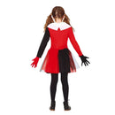 Niña con disfraz de Red Harlequin infantil para Halloween