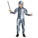 Disfraz armadura de caballero infantil con traje medieval plateado