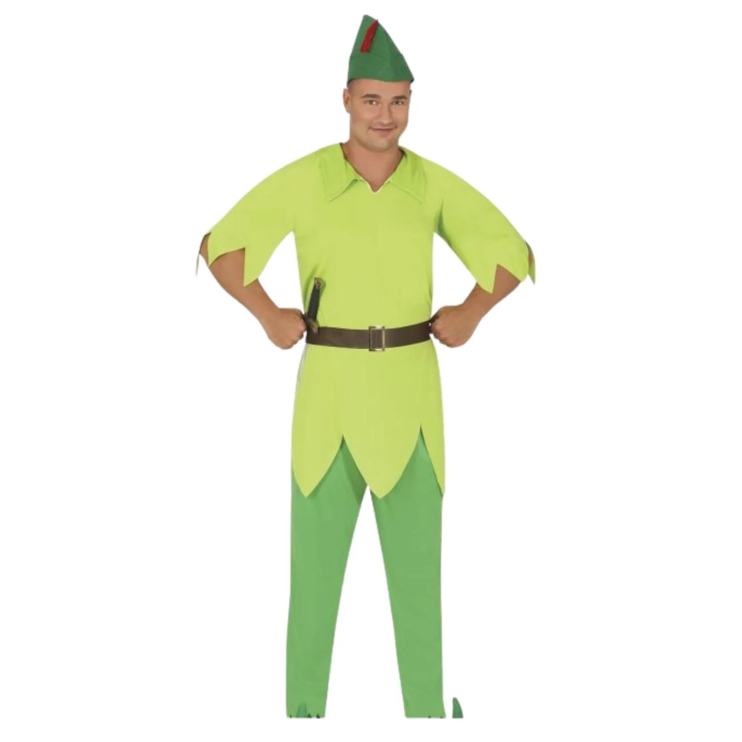 Disfraz de arquero adulto medieval con camisa y gorro