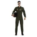 Disfraz de aviador adulto unisex con mono verde militar ideal para Carnaval y fiestas temáticas