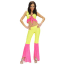 Disfraz de bailarina brasileña para mujer en amarillo y rosa fluorescente