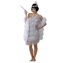 Disfraz bailarina Charleston en plata para mujer con vestido brillante