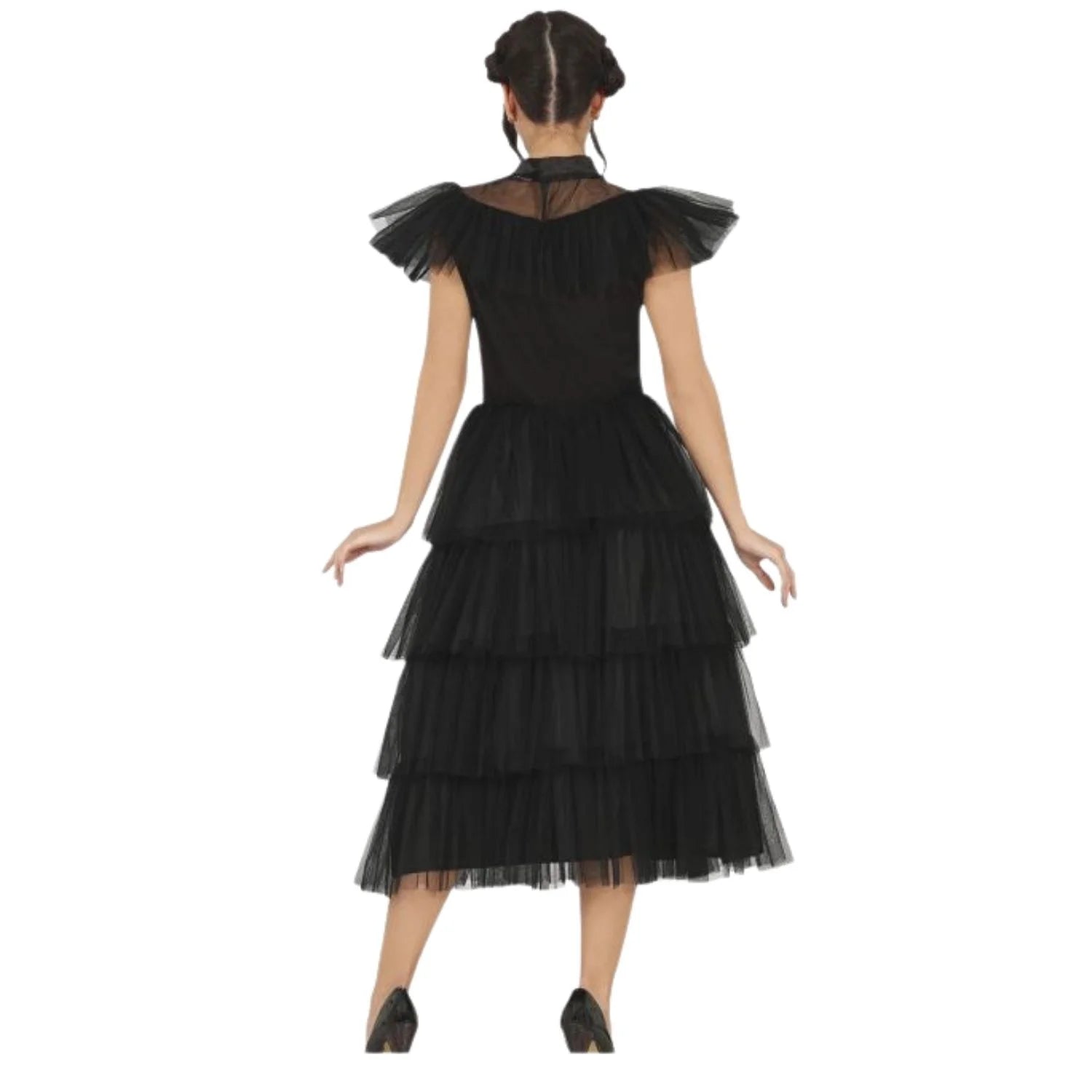 Mujer con disfraz Miércoles Addams bailarina para Halloween