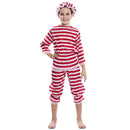 Disfraz bañista niña años 20 con camiseta pantalón y gorro estilo retro ideal para Carnaval o fiestas escolares